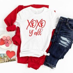 XOXO Y'all Red Print Graphic Tee White